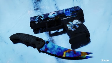 P2000 | Ocean Foam + Flip Knife | Case Hardened